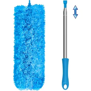 Duster with Extension Pole 100 inches for Cleaning High Ceiling Fan, Extendable Long Handle Microfiber  Dust Remover, Telescoping Dusting Tool for AC Vent Cobweb House Exterior Interior
