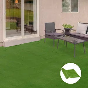 Ten by three foot one point two five inch height artificial turf grass with uv protection and drain hole design realistic simulated lawn for backyard household low maintenance daily landscaping