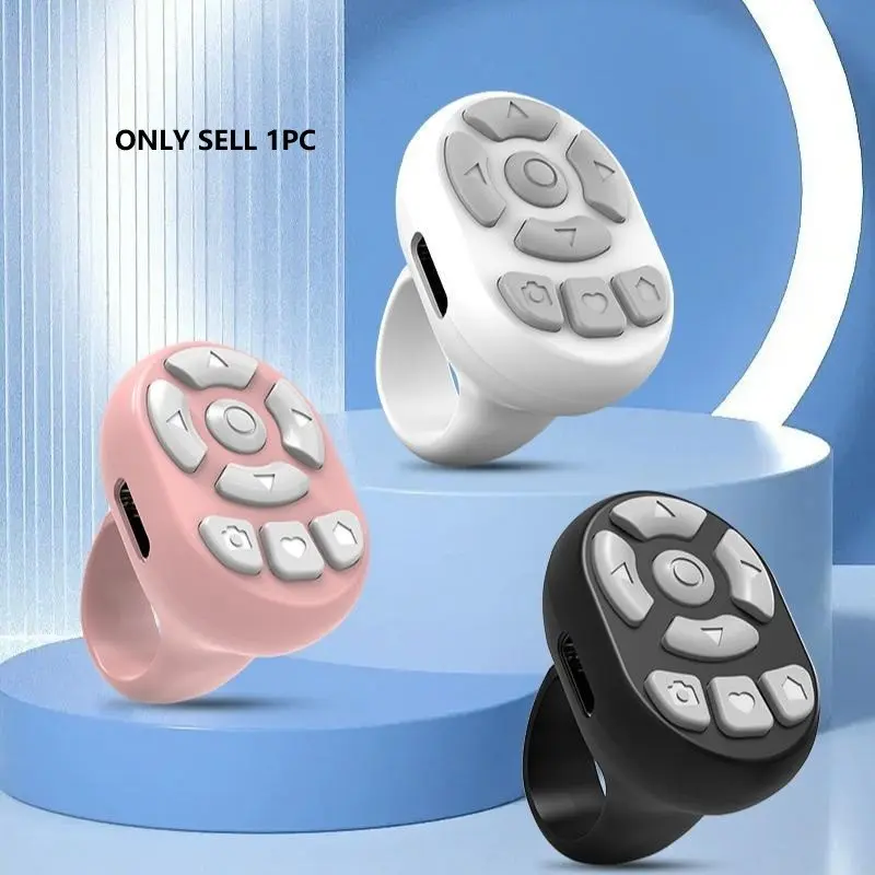 Wireless Remote Control Ring, Compact Portable Selfie Video Controller for Phone, Smartphone, Cellphone, Effortless Selfies, Automatic Page Turner, Page Turning, Mobile Remote Control, Selfie Accessories, Camera
