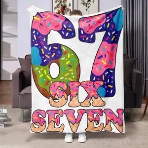 Soft Warm Multifunctional Blanket, Pure Color Background, Cookie Biscuit Numbers Letters Design, Sofa Office Bed Camping Travel Gift, Throw Blanket
