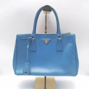Pre-owned PRADA Cowhide Shoulder Bags Galleria Light Blue Leather Logo Crosshatch Killer Bag Shoulder Bag/Tote