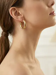 Women's Bold Ear Cuffs, 14k Gold Plated Open C Shape Earrings, Hypoallergenic Dangle Jewelry, Fashion Gift for Parties