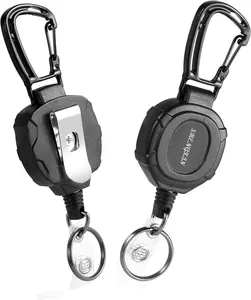 2 Pack Retractable Keychain Heavy Duty Carabiner Badge Holder, Tactical ID Badge Reel with 32” Steel Retractable Cord, 8.0 OZ