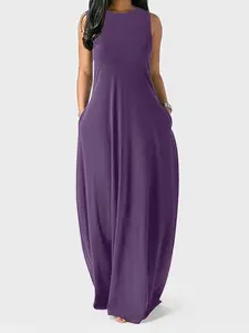 Women's Casual Solid Sleeveless Maxi Dress, Fitted Design for Comfortable Wear, Perfect for Everyday