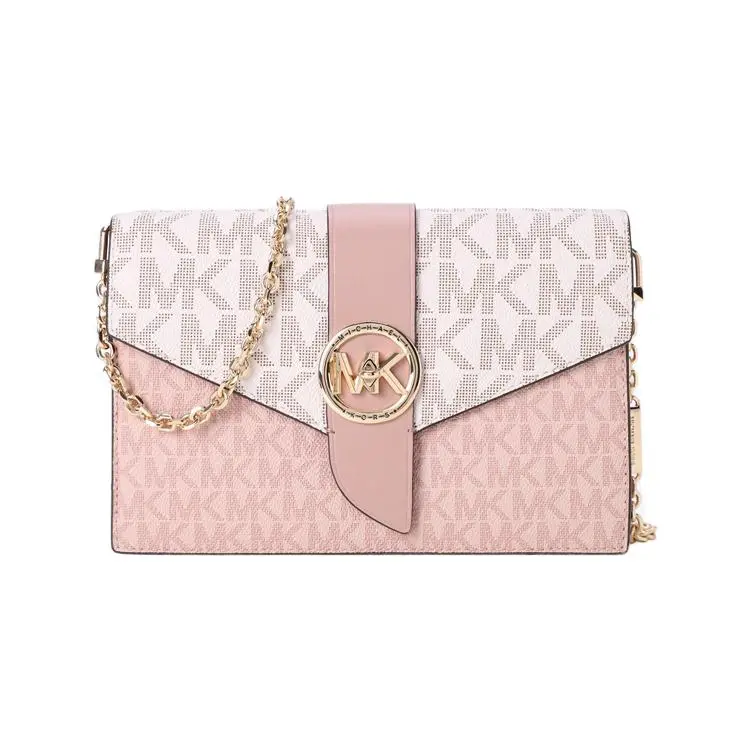 Women's Michael Kors MK Charm Faux Leather Flap Envelope Crossbody Bag - Adjustable Strap, Flap Crossbody Purse, Elegant Commuter Shoulder Bag, Adjustable Crossbody
