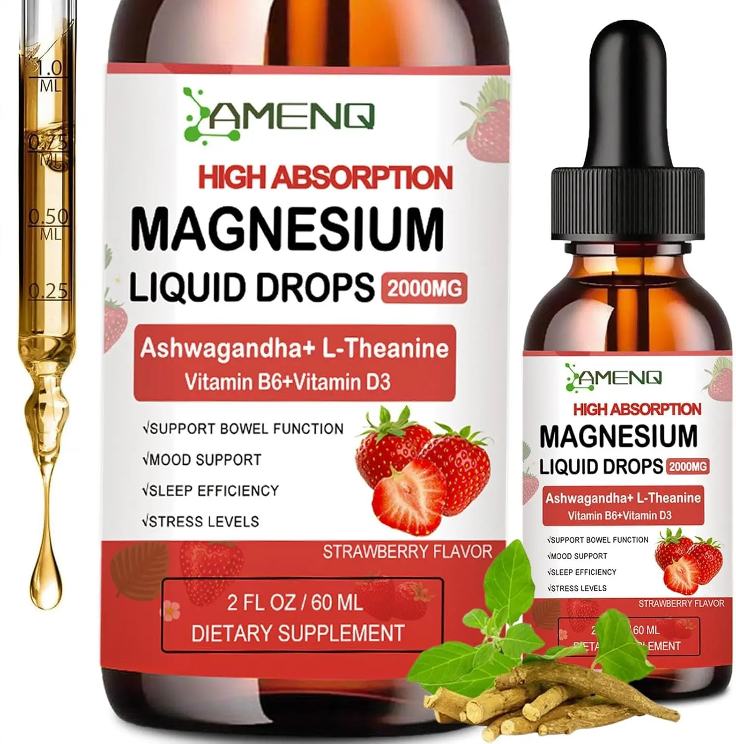 Cortisol Supplement Liquid Drops,Cortisol Reducer w.Magnesium Glycinate,Ksm-66 Ashwagandha,L-Theanine,Liquid Magnesium Cortisol Drink Mix for Cortisol , Pack of 1
