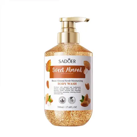 Sweet Almond Scrub Moisturizing Shower Gel - Gentle Cleanser with Moisturizer, Smoothing Brightening Body Wash for Nourished Skin, Ideal Bath & Body Care Gift, Hydrating