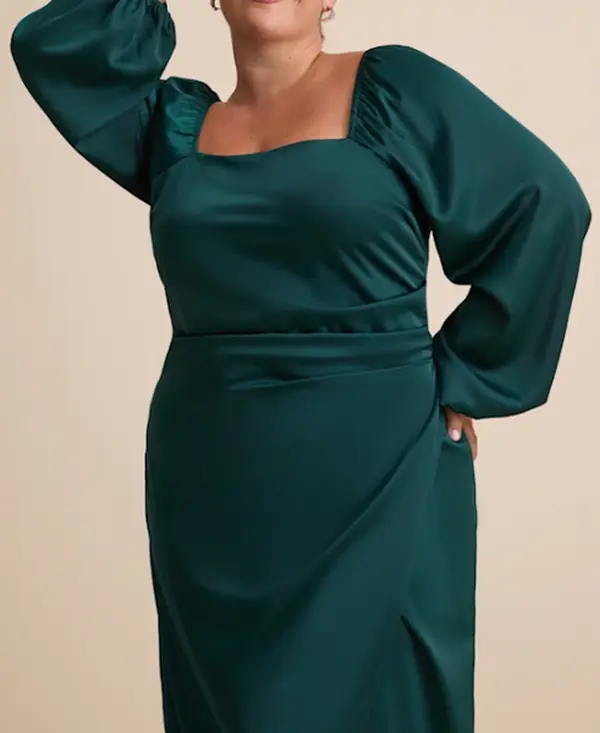 green emerald velvet dress Patricia Green Extreme Plunge Long Sleeve Maxi Dress With Tie Detail – Club  L London main image 0