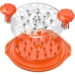 Chicken Shredder Tool Twist Large with Brush, 10" Pro Visible Kitchen Meat Shredder Grinder Machine, Strong Anti-Slip Base, Ergonomic Handle, BPA Free, Suitable for Steak Pork Chicken Breast (Orange)