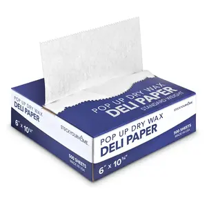 500 Count Pre-Cut Deli Wax Paper Sheets, 6? Heavy Duty Pop Up Dry Wax Sheets for Restaurant, Disposable Deli Paper for Food, Waxed Paper Sheets for Burrito, Hot Dog or Sandwich, Stock Your Home