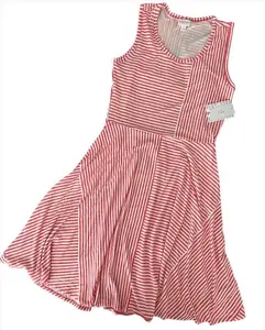 Women's Sleeveless Spandex Breathable Casual Dress - Nicki Style with Random Pink and White Lines
