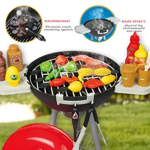 Kids Realistic Barbecue Grill Playset with Smoke, Complete BBQ Accessories, Great Birthday Gift for Boys & Girls