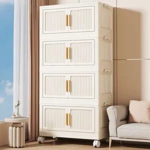 Foldable Storage Cabinet, No Installation Required, Plastic Clothes Organizer, Home Bedroom Use, Clothing & Snack Box