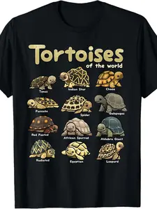 220G Pure Printed Short-sleeved Summer 2025 T-shirt Tortoise Animals of the World Cute Reptile Turtle Lover T-Shirt.jpgSame Style for Men and Women