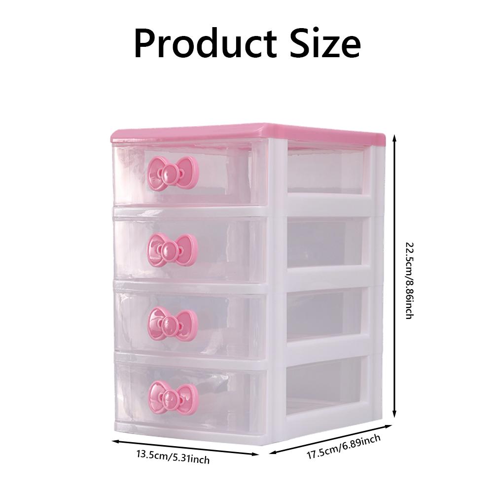 4-Tier Plastic Storage Organizer Cabinet, Countertop Makeup Box with Drawers, Multi-Layer Desktop Shelf Unit for Bathroom and Office Accessories, Desk & Drawer Organizer for Home Storage