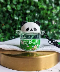 Panda Liquid Keychain, White & Black Bear Bag Charm, Green Bamboo Key Ring Accessory, Cute Animal Drink Liquid Shaker, Anxiety Fidget Toy cute keychain