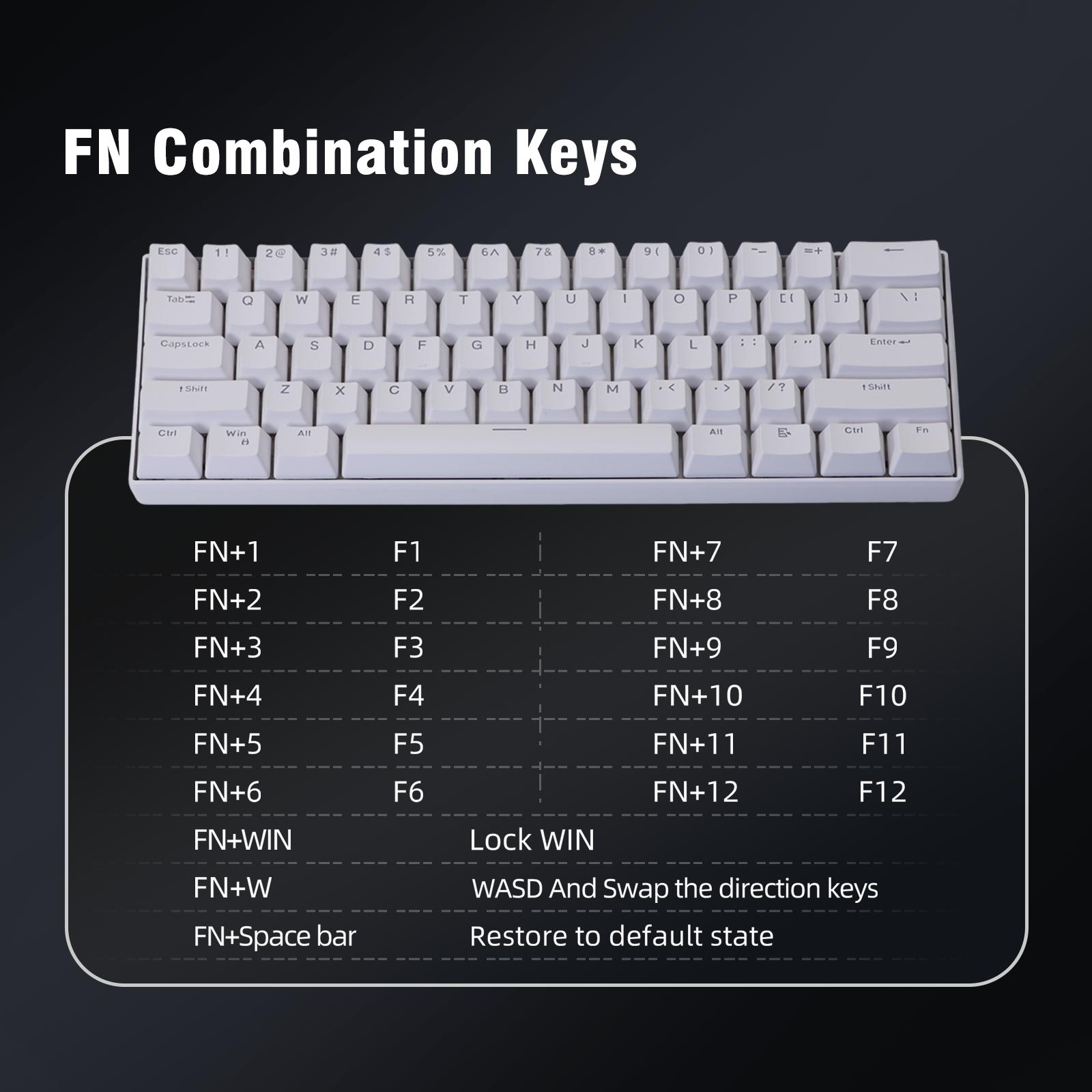 KAVLORN KL61 Hot Swappable 60% Mechanical Keyboard RGB PBT Keycaps Wired Gaming Keyboard For PC Mac