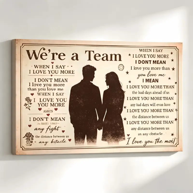 Personalized We're A Team Couple Poster,Husband Wife Anniversary Custom Name Canvas Print,Bedroom Living Room Home Decor,Eco-Friendly Fade-Resistant Art,Custom Gift,Valentines Decor,Aesthetic Print