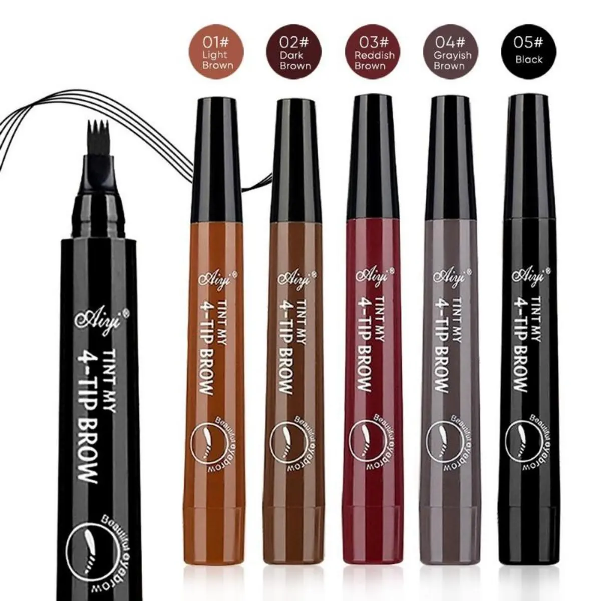 【BUY 1 GET 1 FREE】4 Tip Microblading Eyebrow Pen, Waterproof Brow Tint Marker with Natural Hair-Like Strokes, Long Lasting Liquid Eyebrow Makeup for Fuller Defined Brows