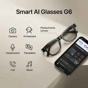 DPVR G6 AI Smart Glasses — Camera Glasses & Translation Glasses — Featuring Photochromic Lenses and Including a Bonus Set of Interchangeable Sunglasses Lenses — The Perfect Summer Gift bluetooth
