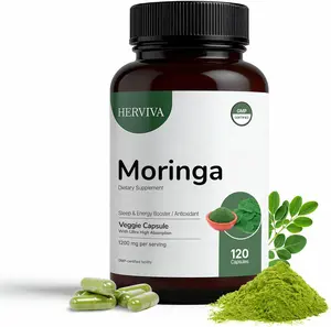 Herviva Organic Moringa Capsules 1200mg High Potency 20:1 Extract Antioxidant Digestive Support Vegan Superfood 2 Month Supply