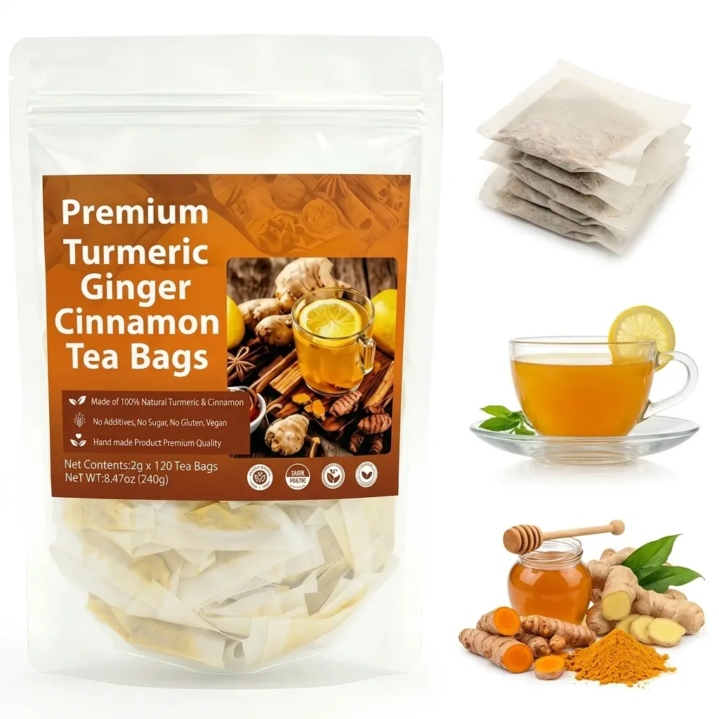 Turmeric Ginger Cinnamon Tea – Organic Herbal Wellness Blend, Antioxidant-Rich Detox Tea, Sugar-Free, Caffeine-Free, Gluten-Free, Vegan, Digestive & Immune Support