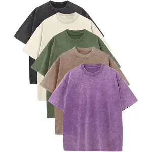 Men’s Oversized Acid Wash T-Shirts 100% Cotton Heavyweight Vintage Baggy Loose Fit Tees