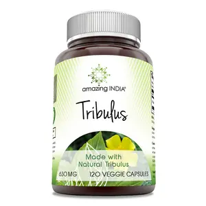 Amazing India Tribulus Supplement | Made with Natural Tribulus | 630 Mg | 120 Veggie Capsules | Non-GMO | Gluten-Free | Made in USA