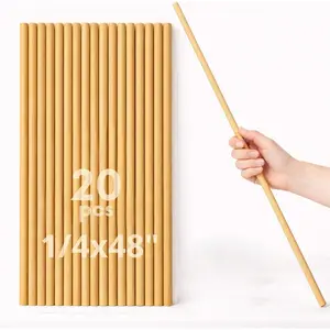 20 count  Dowel Rods 1/4" x 48" Long - Round Wooden Dowels for Crafts DIY and School Projects  Unfinished Craft  Sticks for Crafting and Decor Smooth Surface Birch Alternative