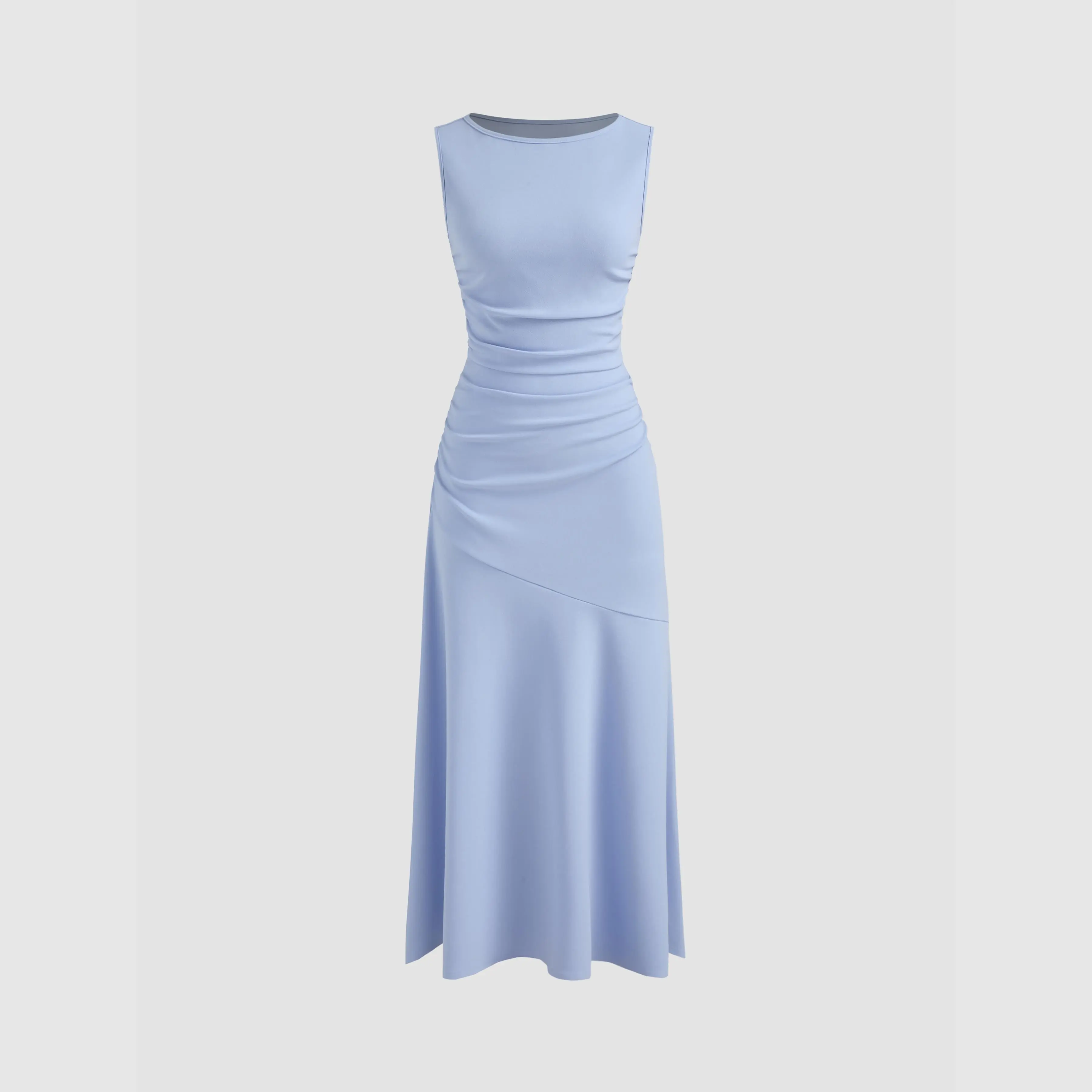 Cider [size 0-10] Boat Neck Solid Ruffle Ruched Maxi Dress SwimWeek -  TikTok Shop