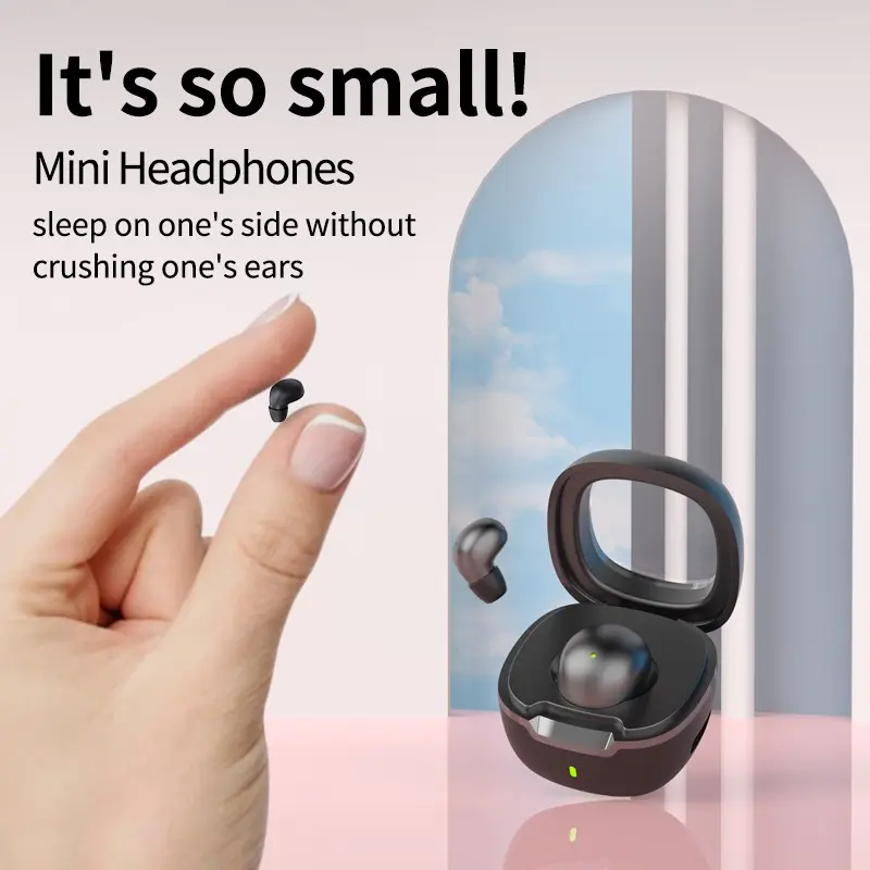 Wireless Earbuds, Wireless Earphones, Ultra-Thin Invisible Sports Low Bass, Low Latency Dual Microphone, Compatible with iOS Android, Type-C Charging Case