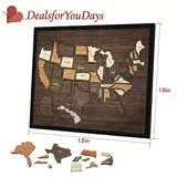 Camdoor Map puzzle, family decor，wooden U.S. travel map puzzle, anniversary gift, children's geography puzzle, or perfect holiday gift for couples and families, record your journey, memory making, home decor, unique traveler gift,