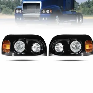Fortpro Black Headlight for Freightliner Century 2005-2015, Both Sides