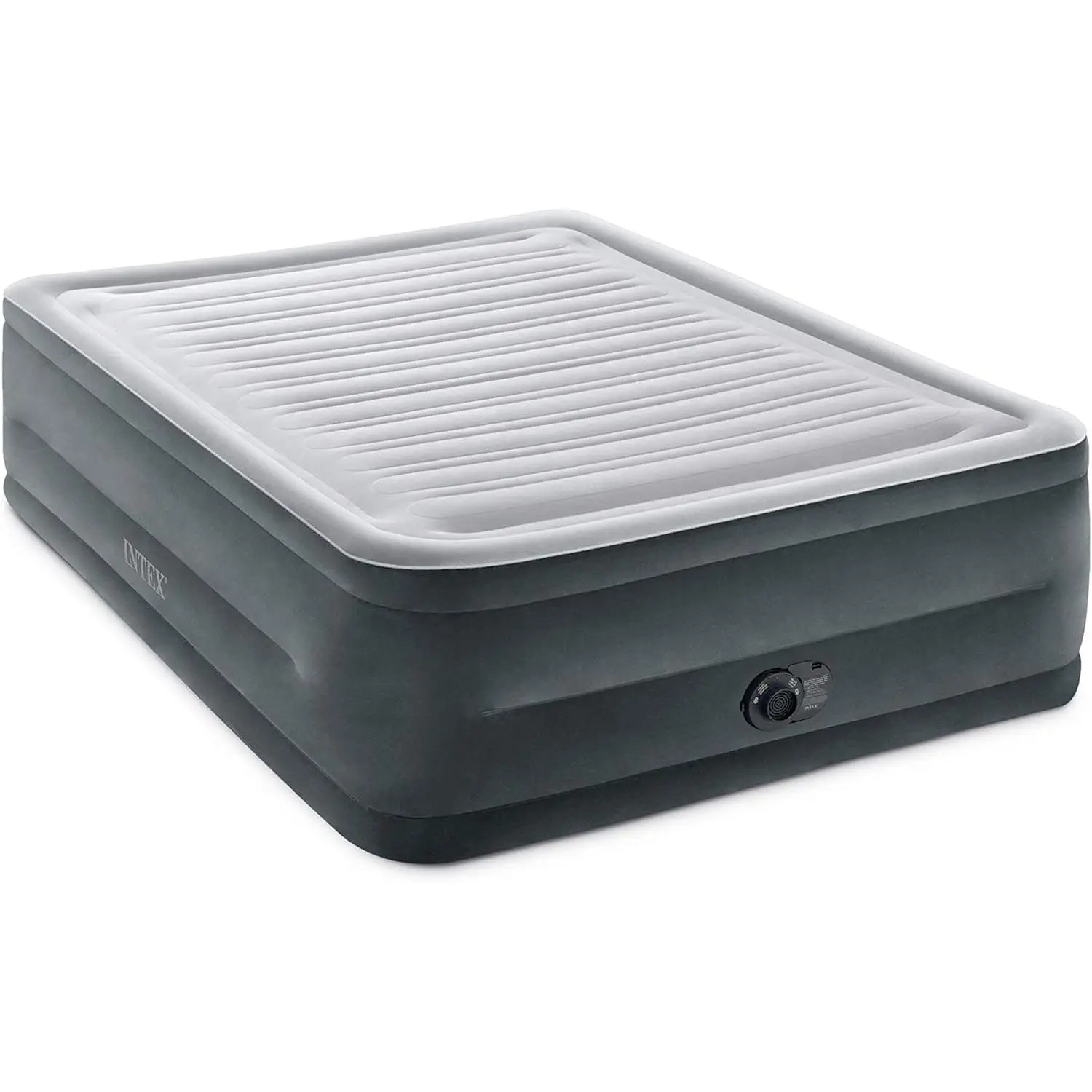 High-Rise 22" Queen Size Inflatable Air Mattress, Dual-Layer Dura-Beam Support Air Bed with Built-In Fast Inflation Pump, Flocked Waterproof Plush Top, 600 Lbs Weight Capacity Portable Blow Up Mattress for Camping Travel Temporary Guest Bed