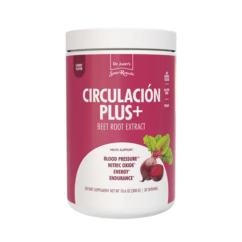 Santo Remedio Circulacion Plus, Nutritional Supplement, Beets Extract, Superfood for Circulation and Heart, Energy & Stamina, Supports Nitric Oxide and Circulation, Cherry Flavor, 30 Servings, Vegan