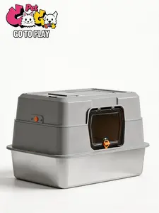 Fully Enclosed Stainless Steel Cat Litter Box with Secure Lid and Easy Access Door for Hygienic Pet Care