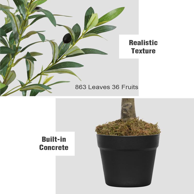 Artificial Olive Tree, Fake Indoor Plants , 6/7/8 Feet Tall- Realistic Large Simulated Potted Tree - Vintage Modern Home Decor For Home Office, Bedroom And Living Room, Thanksgiving Decoration