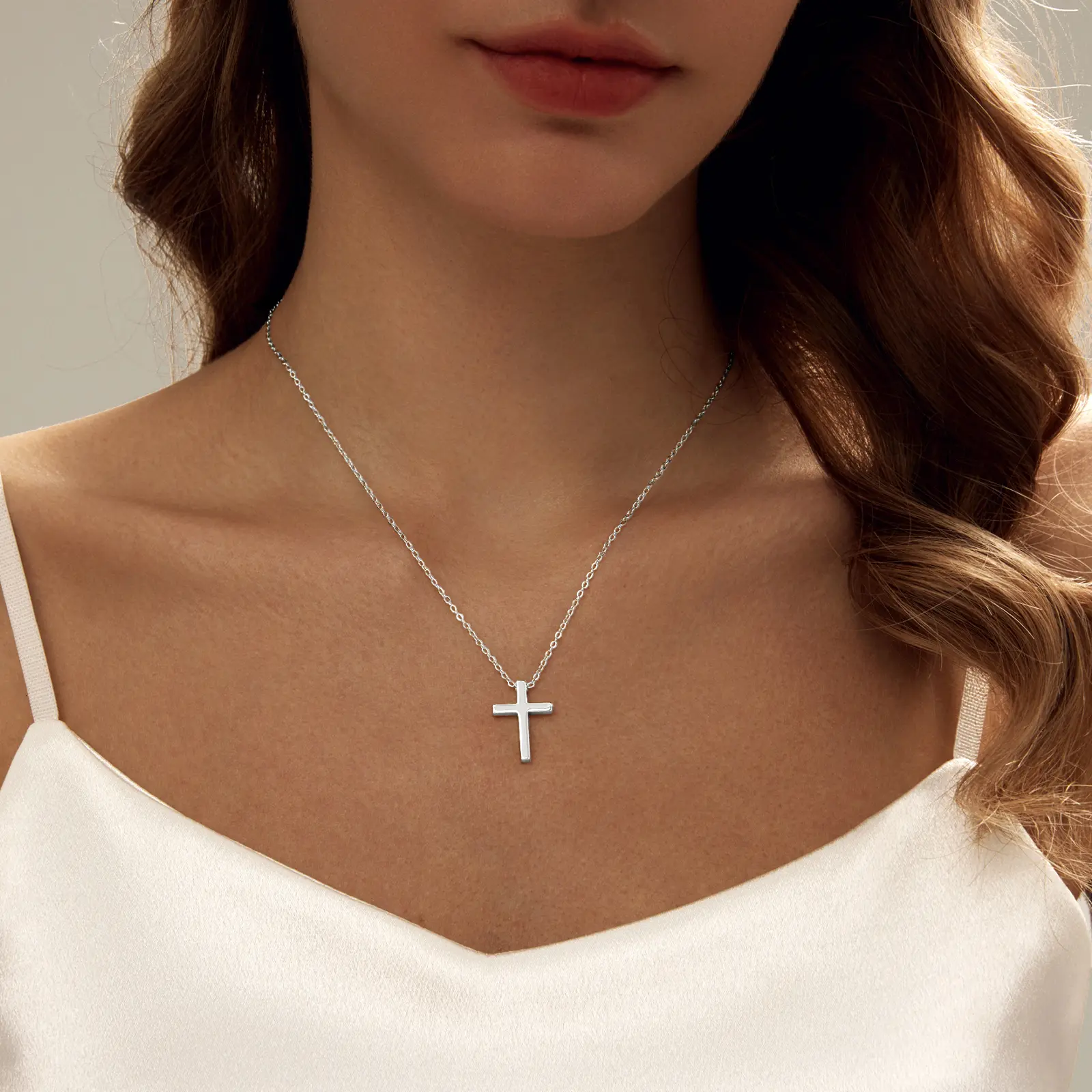 Luxval Cross Necklace for Women 14k Silver Plated Tiny Cross Pendant Necklace for Women Simple Cross Necklaces Jewelry Gift