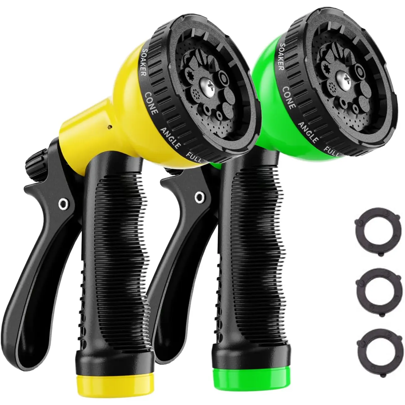 Garden Hose Nozzle Sprayer: 2 Pack 10 Watering Patterns Water Hose Spray Nozzles for Garden Hose Heavy Duty Hose  Hose Attachment for Garden Hose YellowGreen