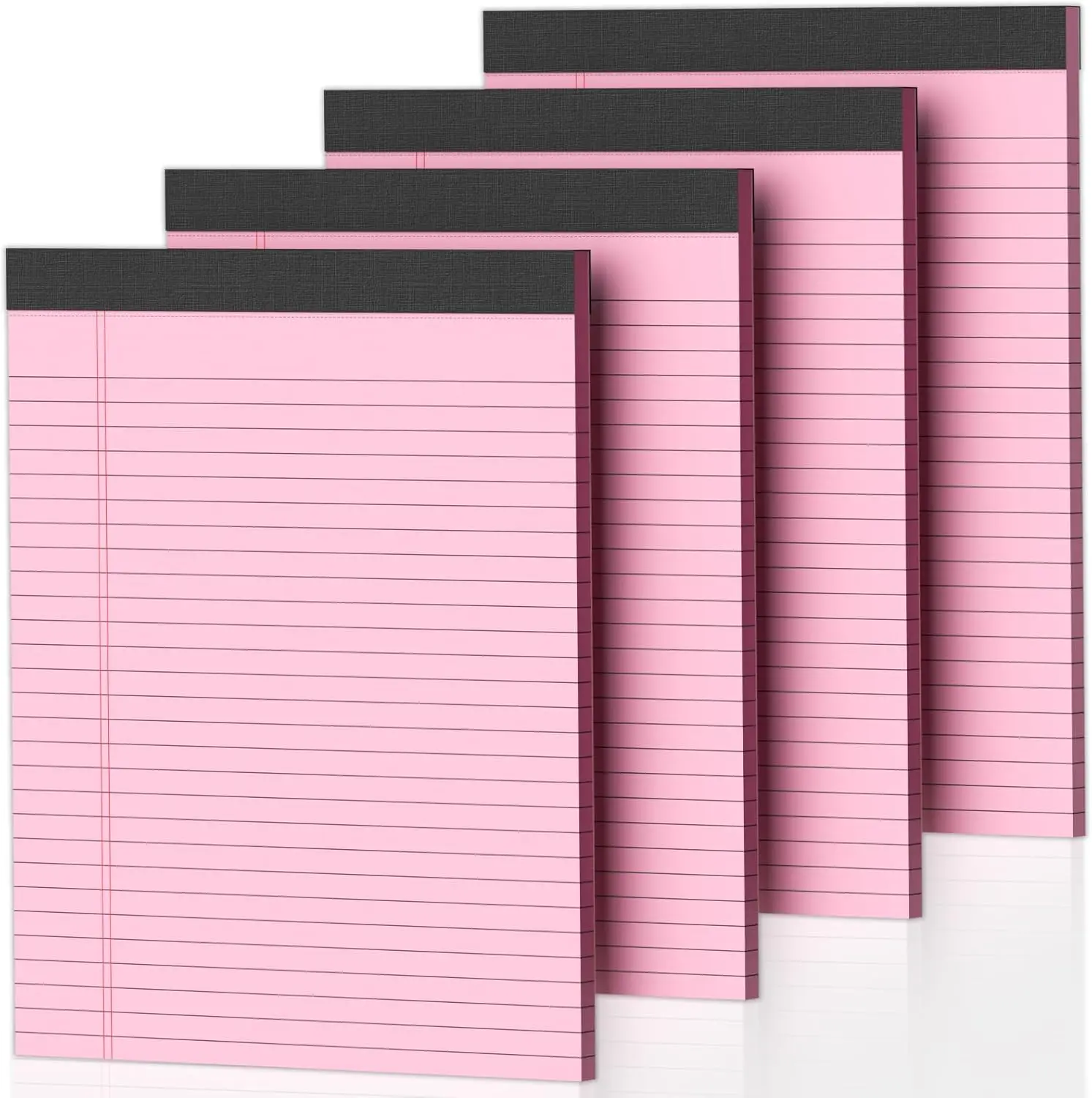 4-Pack Pink Wide Ruled Legal Pads, 8.5x11 in Micro Perforated Lined Sheets (30 Sheets/Pad) with Easy to Tear-Off, Cardboard Office Stationery for Note-Taking, School, Computers & Office Equipment