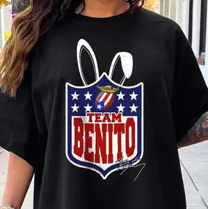 Youth & Adult Team Benito Shirt, Puerto Rico Football Fan Tee, Benito Bunny LX Shirt, Vintage Rap Style, Music Football Giftop