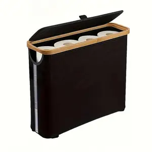 Boho-Chic Bathroom Organizer - Modern Farmhouse Toilet Paper Holder with Storage Basket, Space-Saving Bathroom Countertop Organizer, Compatible with TP Rolls, Lid Included for Home, Office, Laundry Room - Elegant Bathroom Decor, Durable Construction