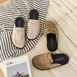 Women's Zola Suede Clog –-On Genuine Suede Penny Loafer with Memory Foam, Cork Footbed & Flexible Outsole