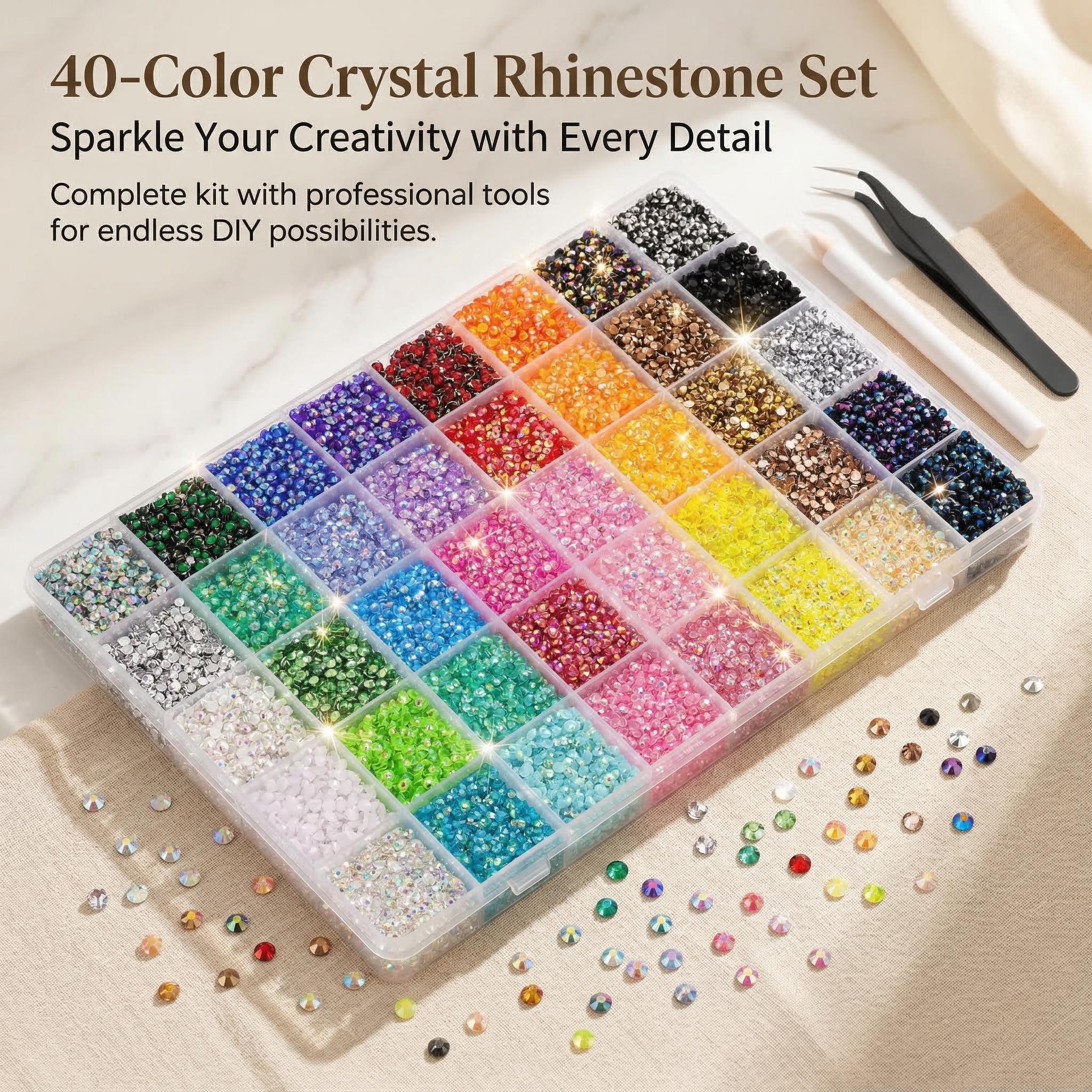 Rhinestones with  40 Grids Jelly Multicolor Synthetic Rhinestones  Rainbow Colors for Art,Bedazzler Kit for Crafting Book Shoes Nail Art DIY Crafts Nails Clothing DIY  flatback bead diamond jewelry painting glitter decorative rich
