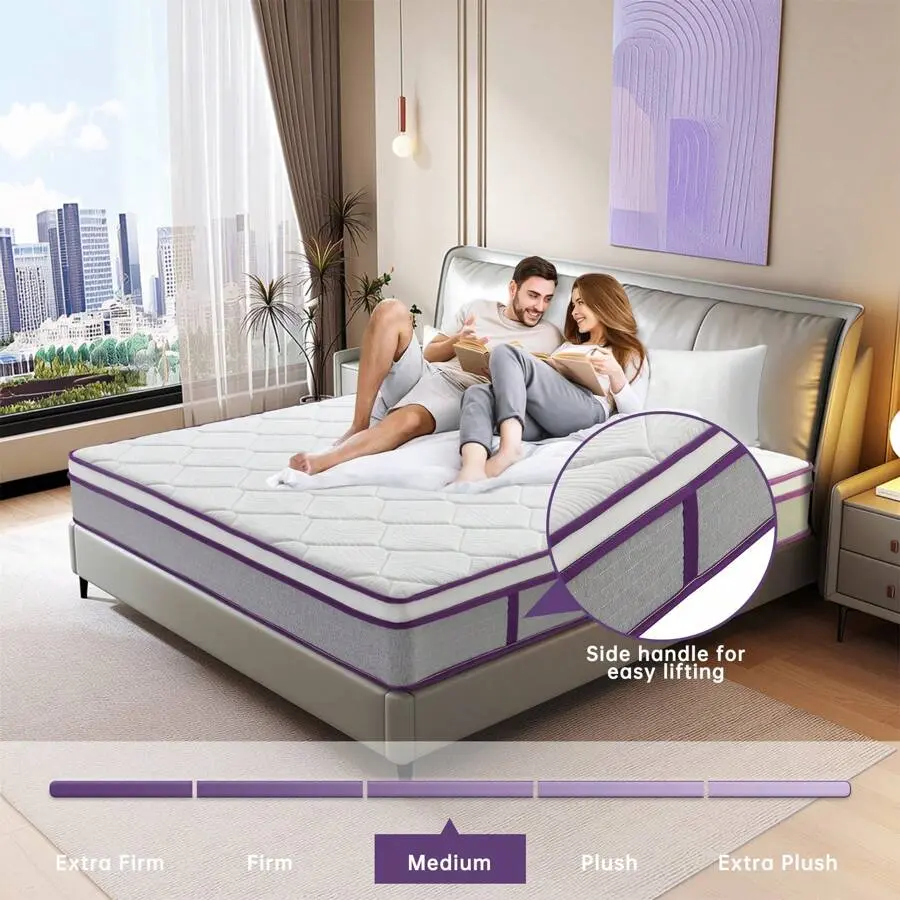 10 Inch 12 Inch King Queen Full Twinxl Twin Size Premium Memory Foam High Quality Pocket Coils Bed Mattress Cushion Medium Firm High Breathable Supportive Edge Zero Pressure Cooling Night Sleep