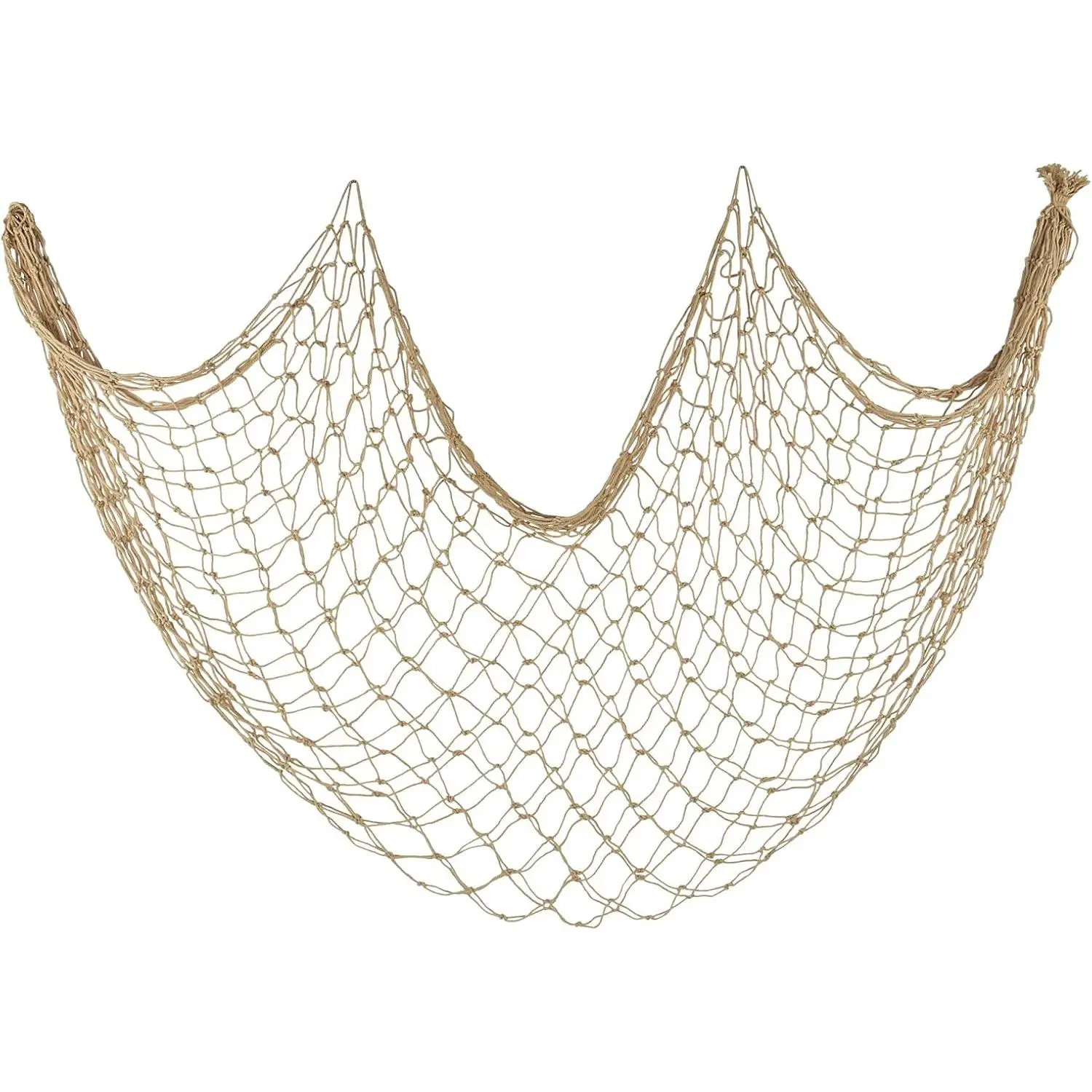 Fishing Net 80x40 Inch, Large Caramel Picture Fish Net, Wall Photo Hanging Fishnet for Nautical Mermaid Pirate Ocean Themed Hawaii Beach Under the Sea Party Decorations (1 Pack)