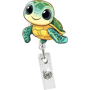 Sea Turtle Nurse Badge Reel, Funny  ID Badge Holder Retractable Clip,  Student Name Badge Holders, RN LPN CNA MA Healthcare Accessories for Work