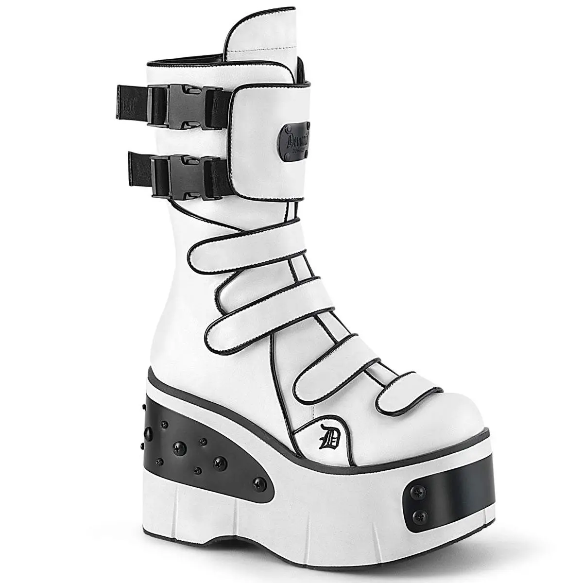 Demonia Kera-108 White Vegan Leather Ankle Boots Demonia Kera-108 White Vegan Leather Ankle Boots