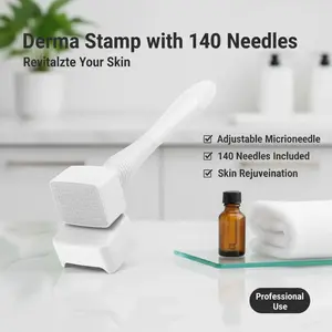 140 Microneedle Derma Roller,Microneedling Derma Stamp Pen 0.25mm,Derma Stamp for Men Women Home Use
