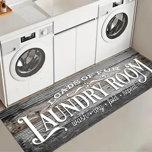 Laundry Room Rug Runner 18"X48" Brown Wood Non Slip Laundry Rugs and Mats for Laundry Room Decor Washable Runner Rugs for Farmhouse Kitchen Floor Laundry Bathroom Entryway Area Rugs